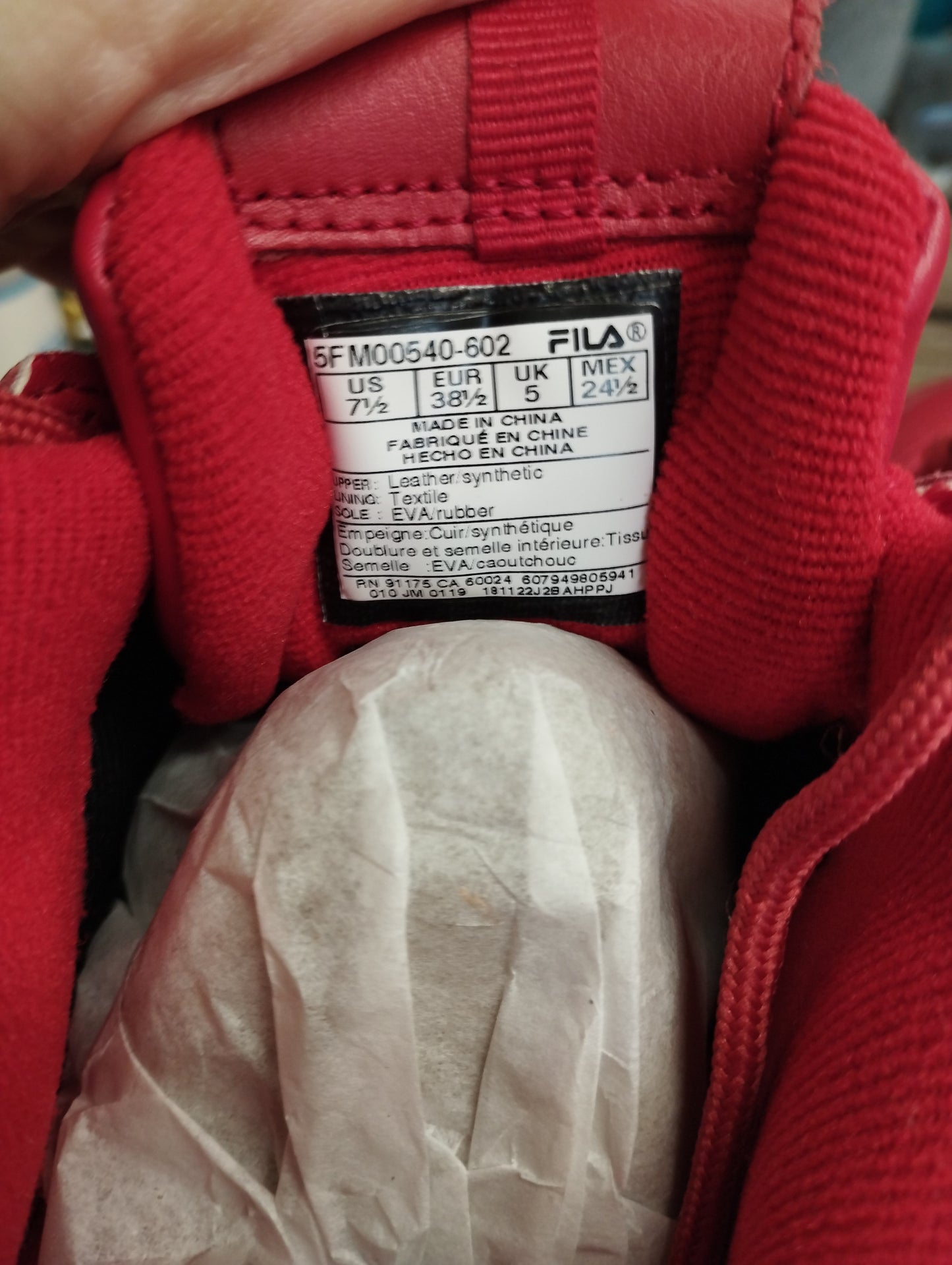 FILA DISRUPTOR 2 PREMIUM LEATHER SNEAKERS RED/WHITE-UK5