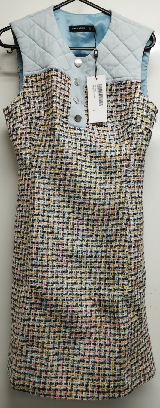 Karen Millen Tweed Denim Mix A Line Dress-UK8