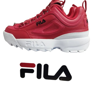 FILA DISRUPTOR 2 PREMIUM LEATHER SNEAKERS RED/WHITE-UK5