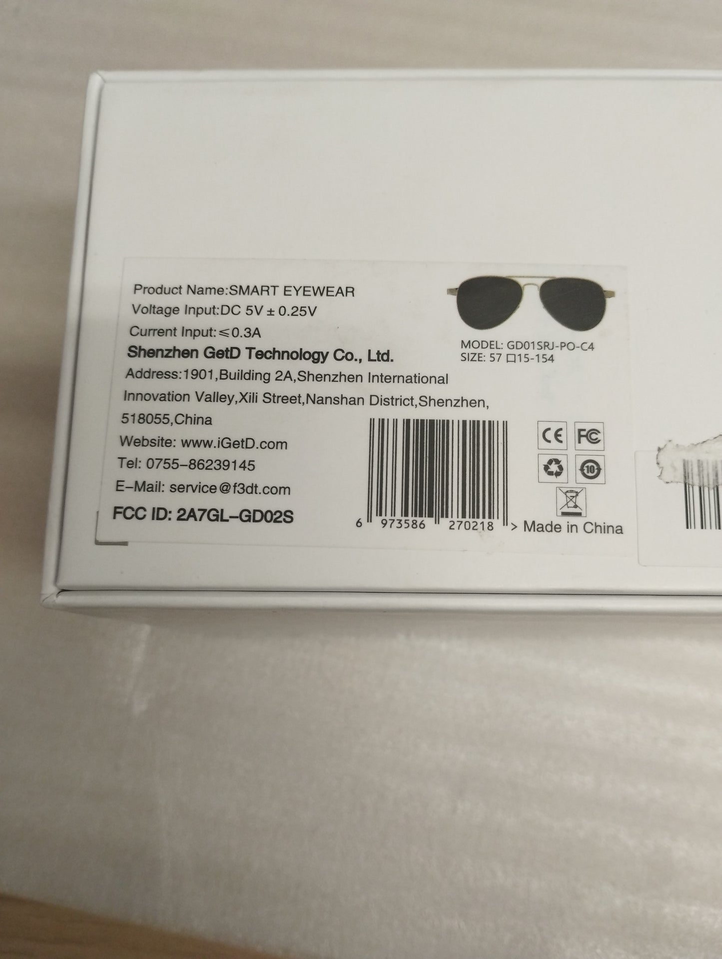 AI eyewear GetD smart eyewear gd01srj-po-c4 size 57