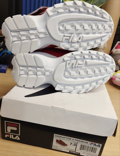 FILA DISRUPTOR 2 PREMIUM LEATHER SNEAKERS RED/WHITE-UK5