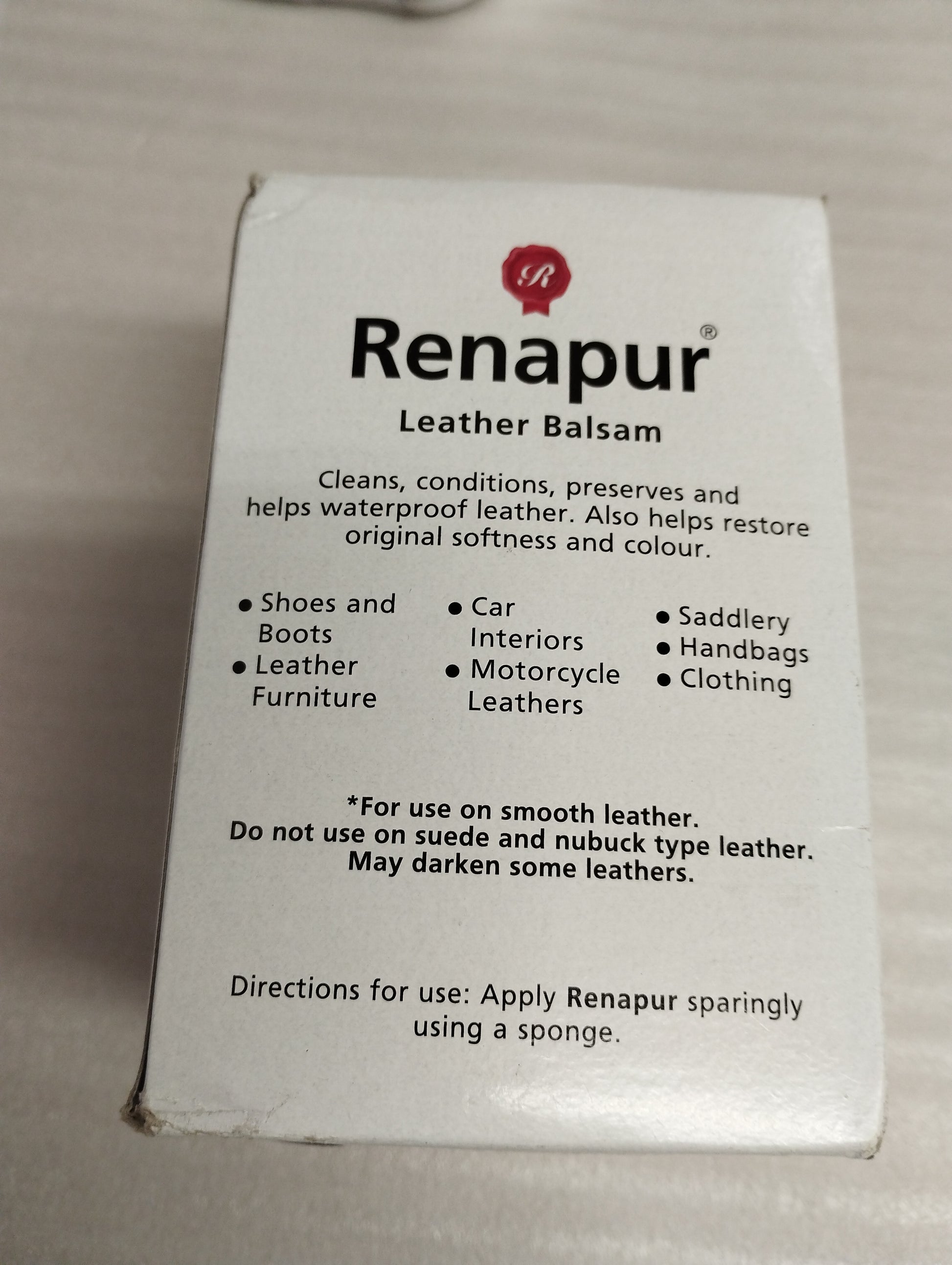 Renapur Leather Balsam, Natural Balm, Conditioner and Restorer (200 ml + Applicator Sponge)