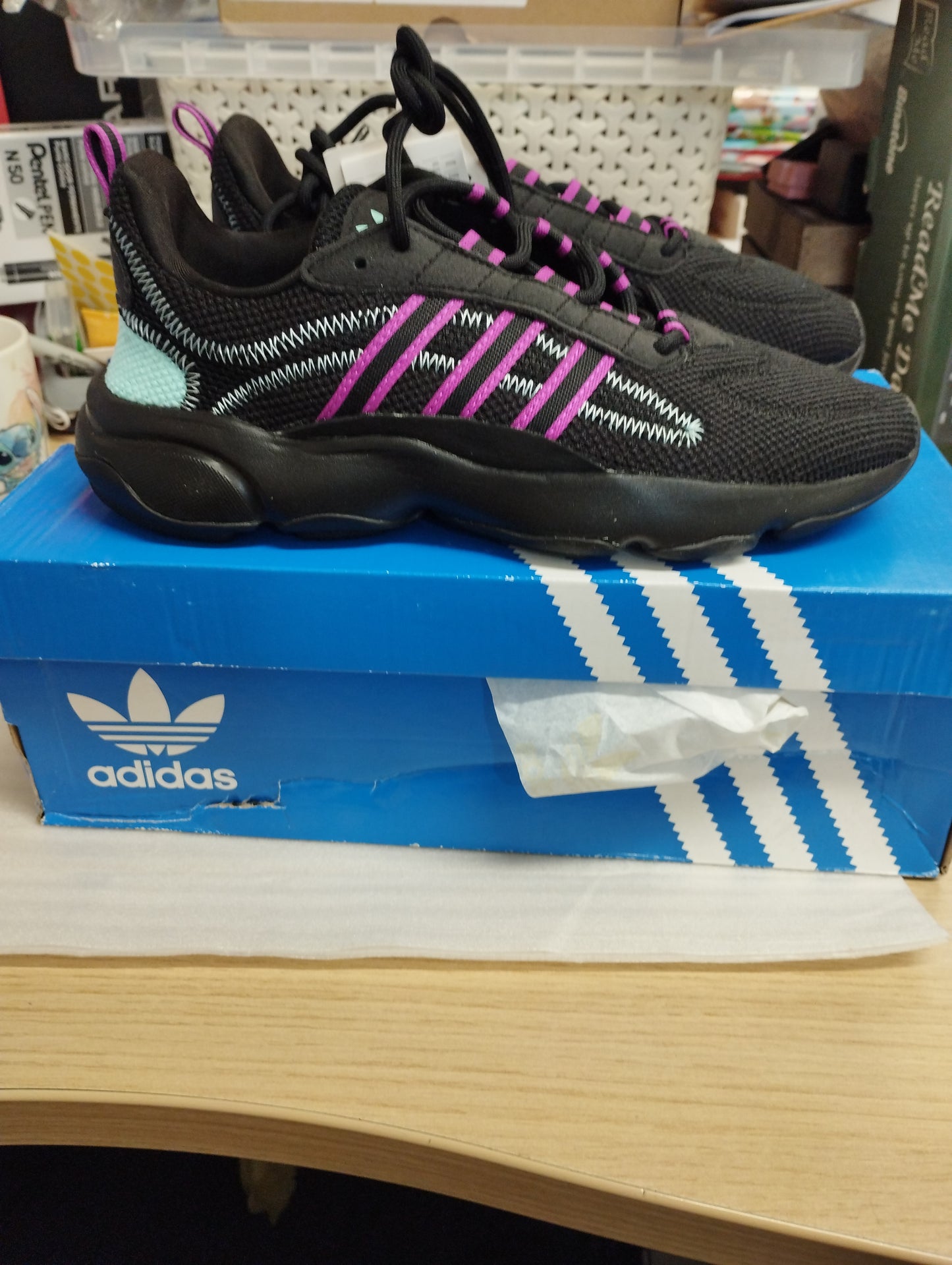 Adidas Originals Women's Black Pink HAIWEE Sneakers-UK5.5