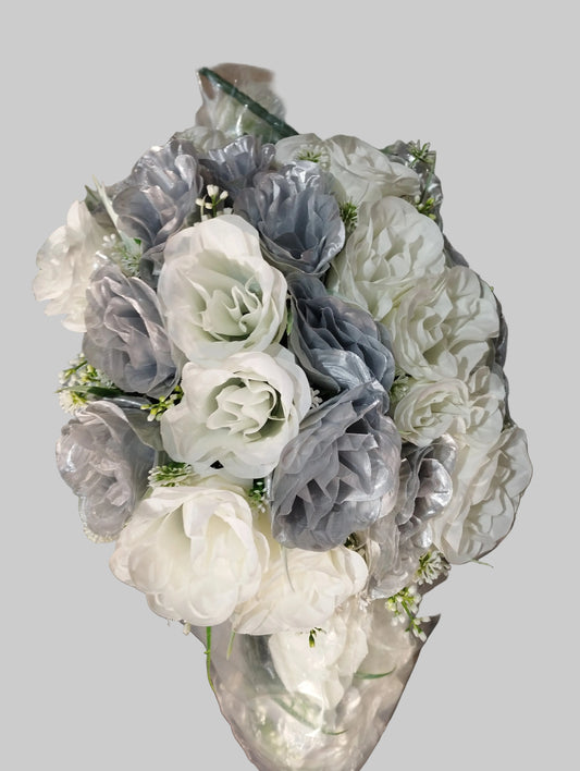 Large Artificial Wedding Bouquet- APPROX 14" DIAM