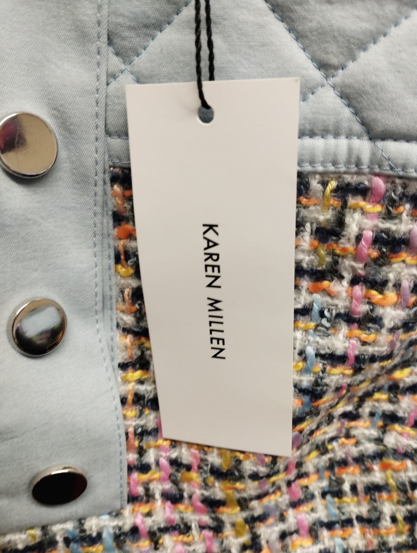 Karen Millen Tweed Denim Mix A Line Dress-UK8