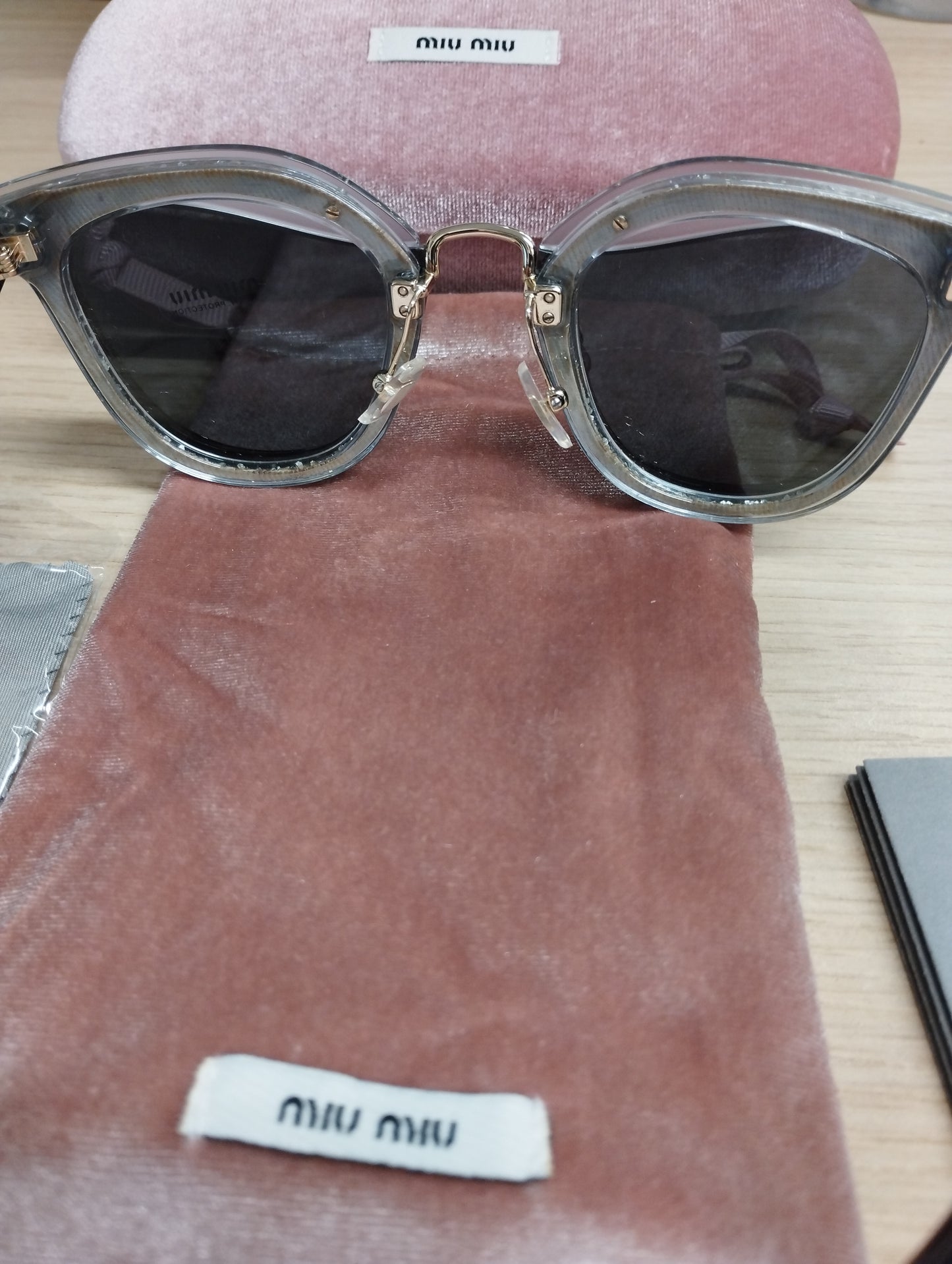 MIU MIU SMU03T REVEAL Glitter Half Rim Sunglasses Black Made in Italy