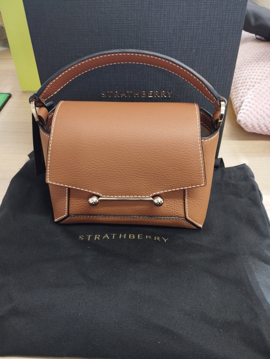 STRATHBERRY Mosaic Top Handle Nano Bag-tan