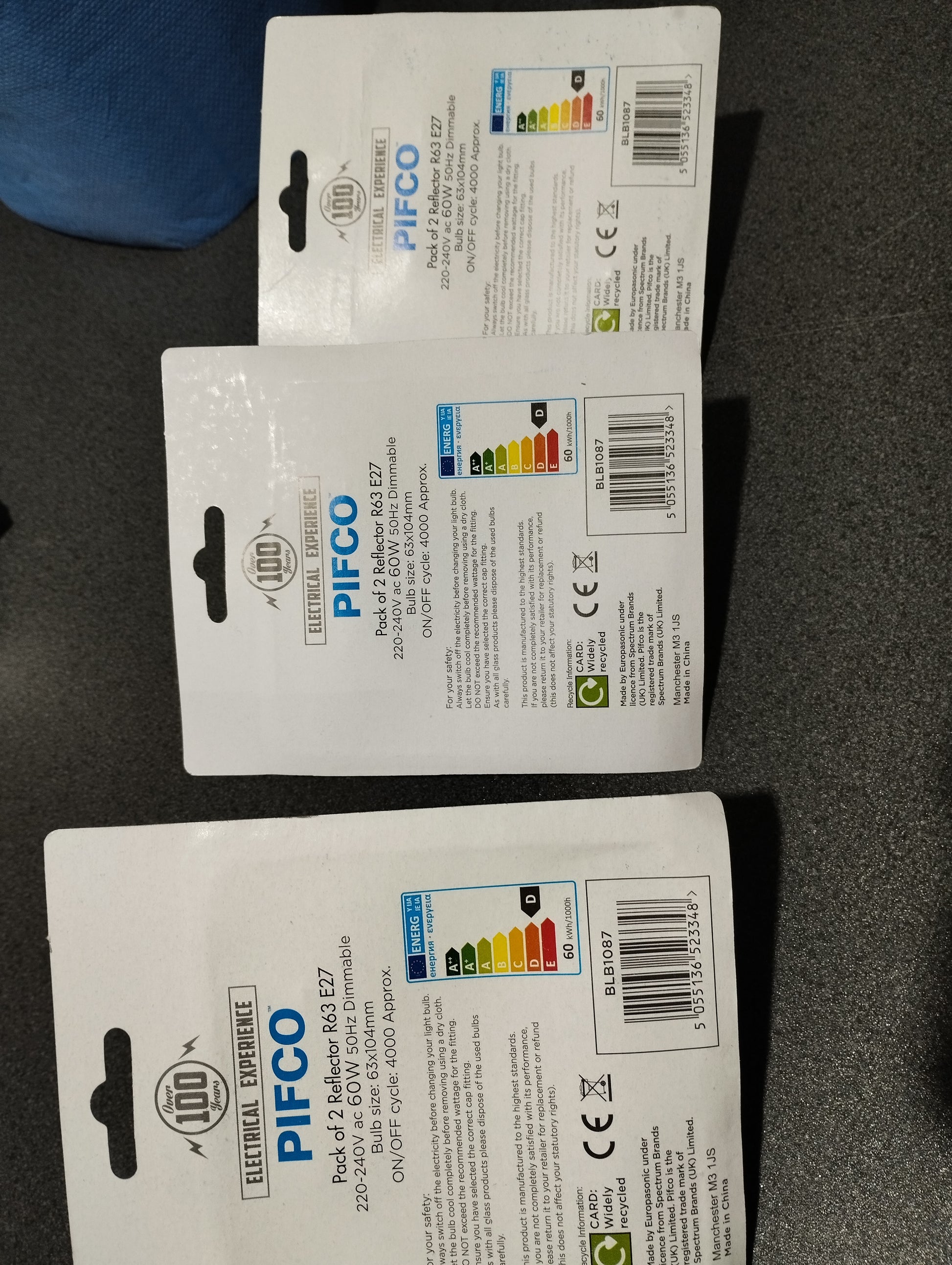 3 x 2pk Pifco 340 lumen 60w reflector bulb R63 E27