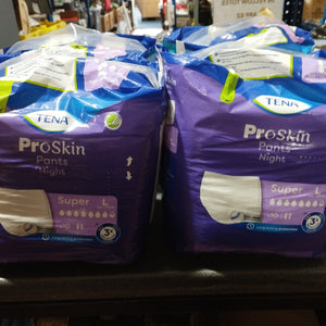4pks of tena proskin/night pants LARGE