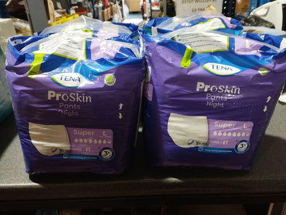 4pks of tena proskin/night pants LARGE