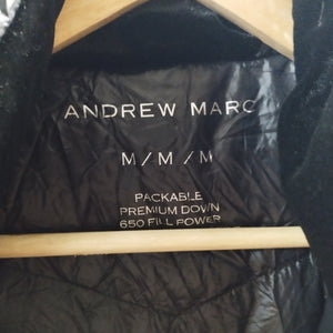 Andrew Marc long down coat Black Womens Medium