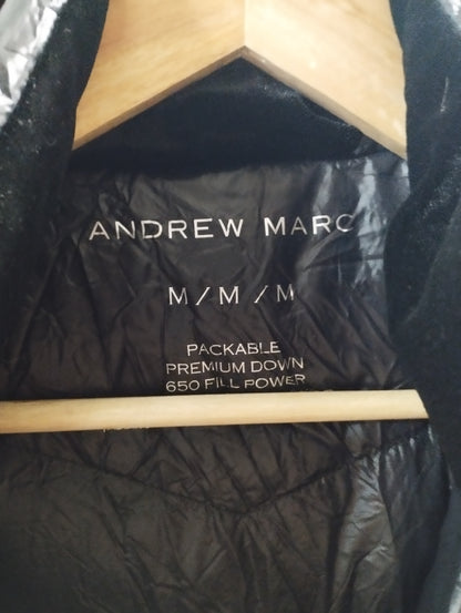 Andrew Marc long down coat Black Womens Medium