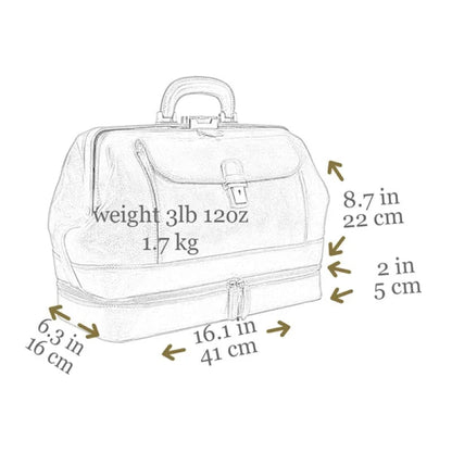 TIME RESISTANCE Large Italian Leather Doctor Bag -The Master and Margarita-BLACK