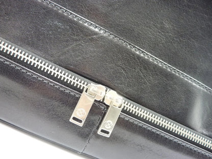 TIME RESISTANCE Large Italian Leather Doctor Bag -The Master and Margarita-BLACK