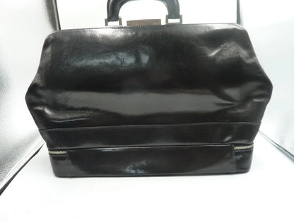 TIME RESISTANCE Large Italian Leather Doctor Bag -The Master and Margarita-BLACK