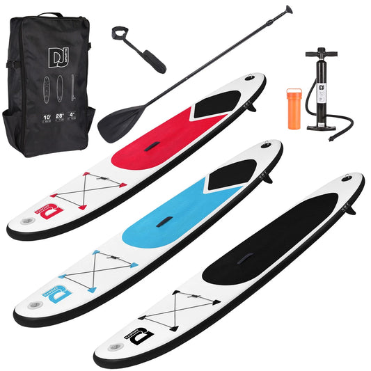 DJ Sports 10ft Stand Up Inflatable Paddle Board – SUP With Bag, Pump, Oar,RED