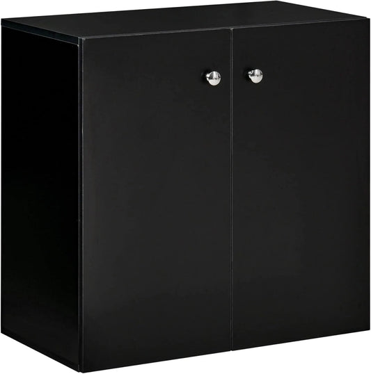 HOMCOM Storage Cabinet w/Two Shelves - Black