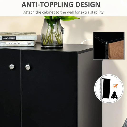 HOMCOM Storage Cabinet w/Two Shelves - Black