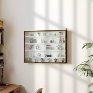 HOMCOM 5-Tier Wall Display Shelf Unit w/4 Adjustable Shelves RUSTIC BROWN
