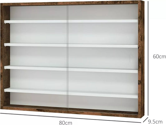 HOMCOM 5-Tier Wall Display Shelf Unit w/4 Adjustable Shelves RUSTIC BROWN