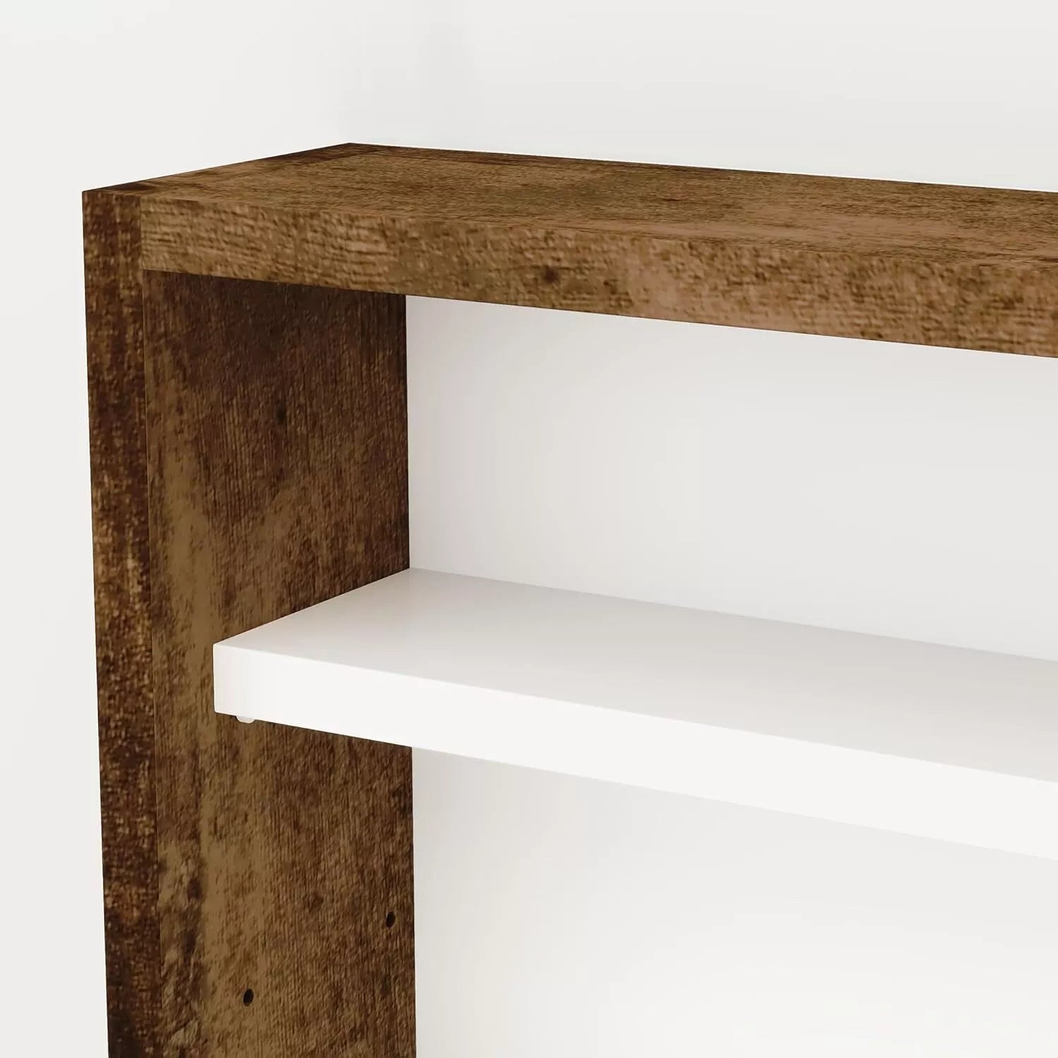 HOMCOM 5-Tier Wall Display Shelf Unit w/4 Adjustable Shelves RUSTIC BROWN