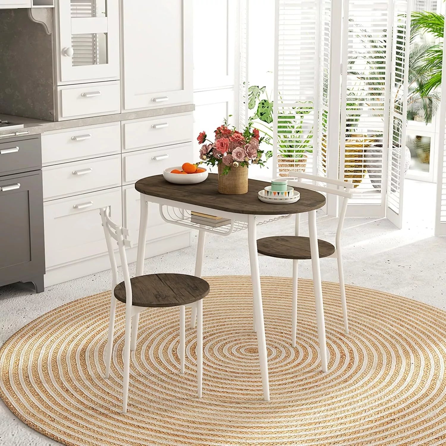 HOMCOM 3-Piece Dining Table and Chairs Set