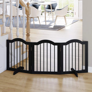 PawHut Freestanding Dog Gate, Wooden Foldable Pet Fence