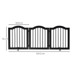 PawHut Freestanding Dog Gate, Wooden Foldable Pet Fence