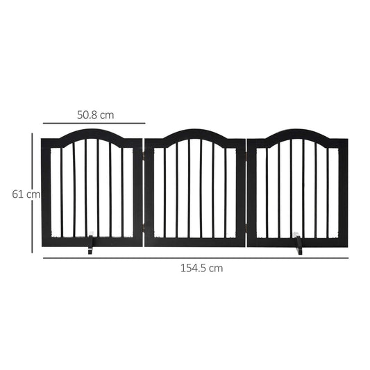 PawHut Freestanding Dog Gate, Wooden Foldable Pet Fence