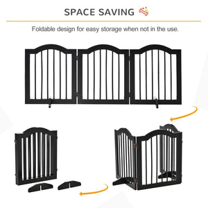 PawHut Freestanding Dog Gate, Wooden Foldable Pet Fence