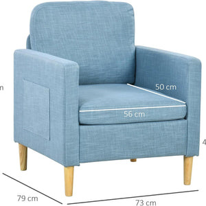 HOMCOM One Seater Sofa for Living Room, Modern Fabric Armchair blue