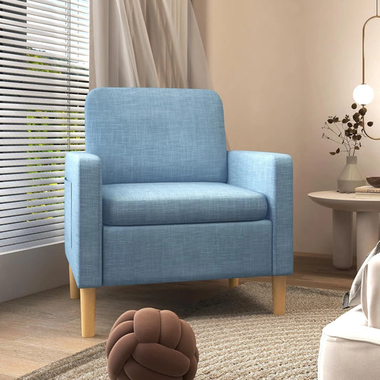 HOMCOM One Seater Sofa for Living Room, Modern Fabric Armchair blue