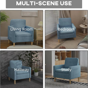 HOMCOM One Seater Sofa for Living Room, Modern Fabric Armchair blue