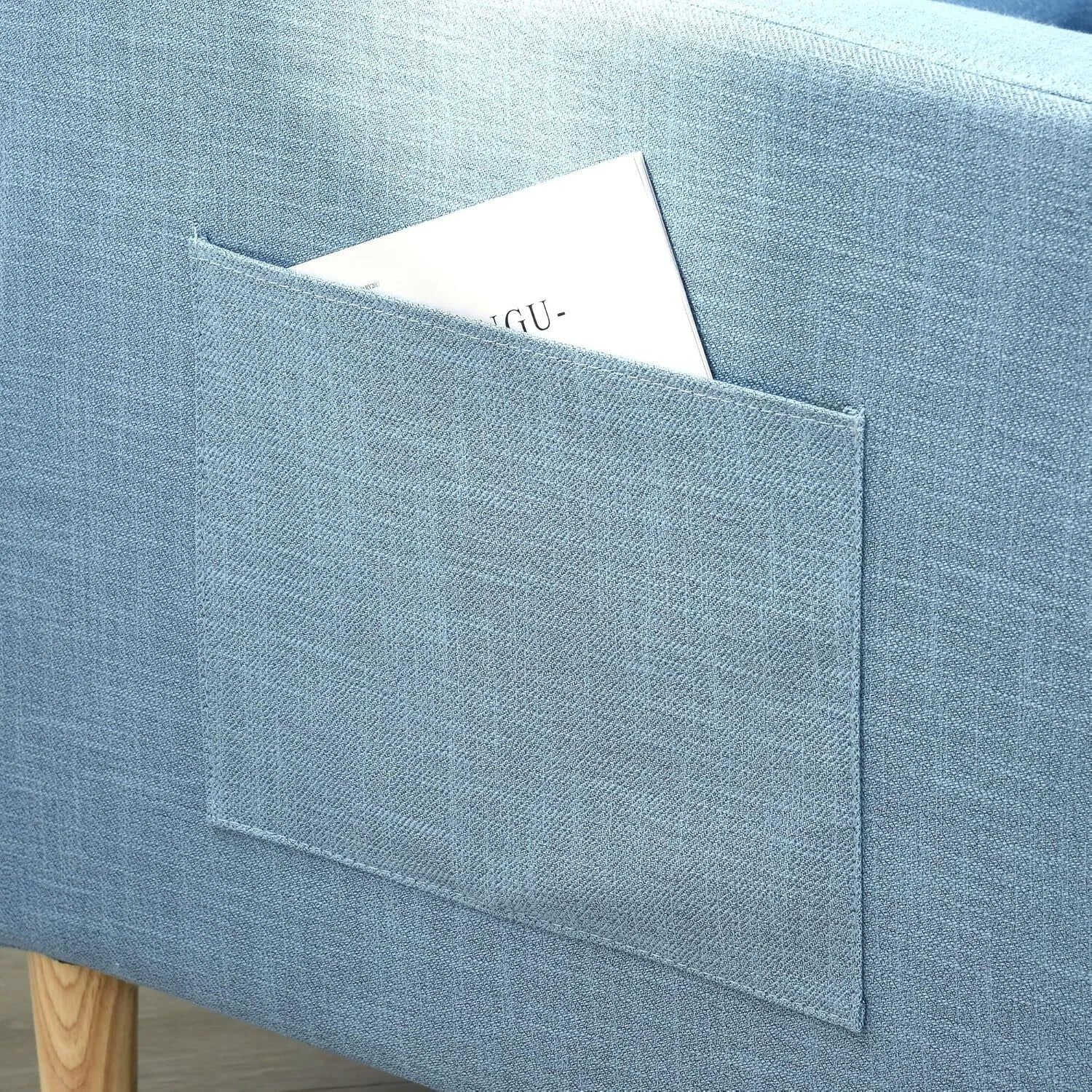 HOMCOM One Seater Sofa for Living Room, Modern Fabric Armchair blue