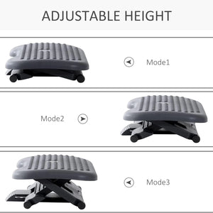 HOMCOM Footrest Adjustable Height & Angle Tilting Platform grey