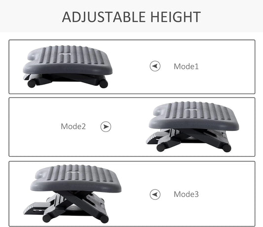HOMCOM Footrest Adjustable Height & Angle Tilting Platform grey