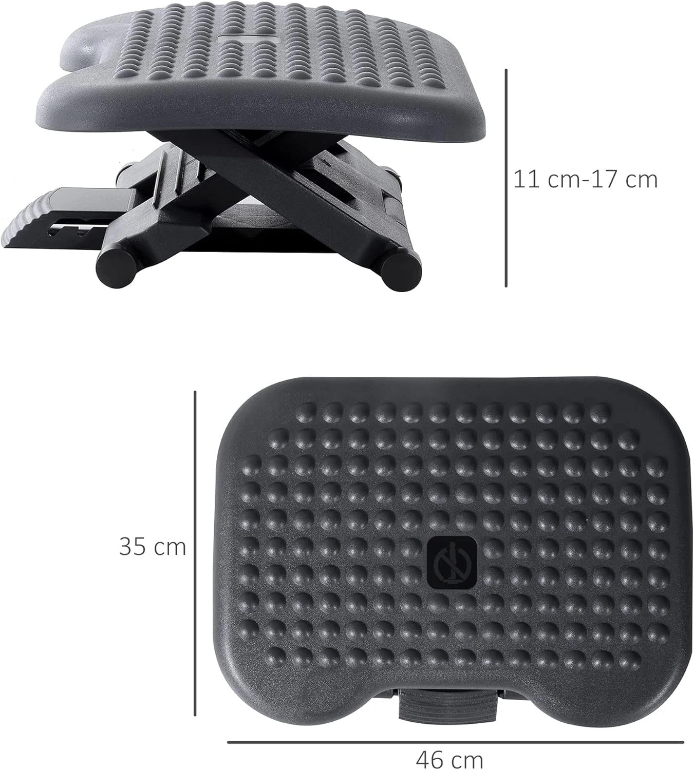 HOMCOM Footrest Adjustable Height & Angle Tilting Platform grey