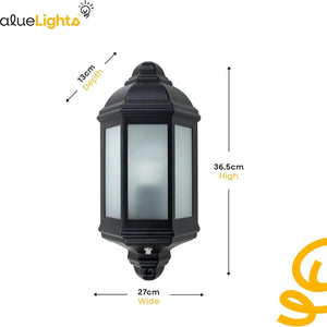 MiniSun | Traditional Black Aluminium Porch Wall Mounted Flush Lantern