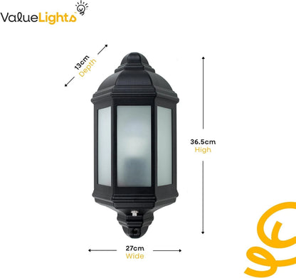 MiniSun | Traditional Black Aluminium Porch Wall Mounted Flush Lantern