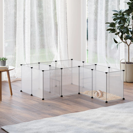 PawHut Pet Playpen, 18 Panels DIY Small Animal Cage, for Guinea Pigs, Hegehogs