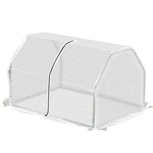 Outsunny Mini Greenhouse Grow House PVC Cover Steel Frame White 99L x 71W x 60H