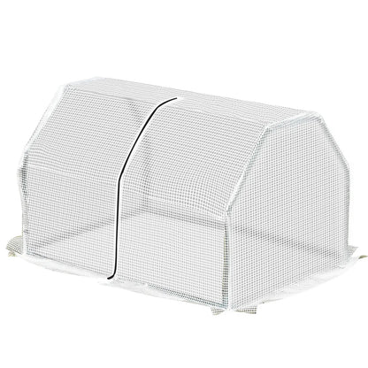 Outsunny Mini Greenhouse Grow House PVC Cover Steel Frame White 99L x 71W x 60H