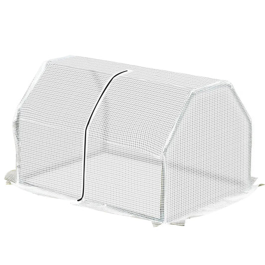 Outsunny Mini Greenhouse Grow House PVC Cover Steel Frame White 99L x 71W x 60H