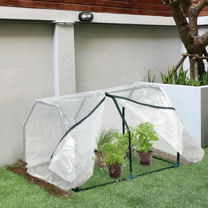 Outsunny Mini Greenhouse Grow House PVC Cover Steel Frame White 99L x 71W x 60H