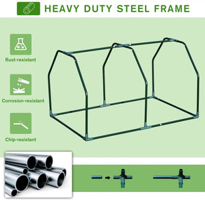 Outsunny Mini Greenhouse Grow House PVC Cover Steel Frame White 99L x 71W x 60H