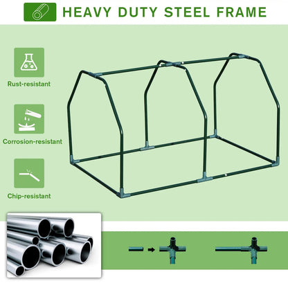 Outsunny Mini Greenhouse Grow House PVC Cover Steel Frame White 99L x 71W x 60H
