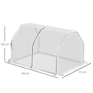 Outsunny Mini Greenhouse Grow House PVC Cover Steel Frame White 99L x 71W x 60H
