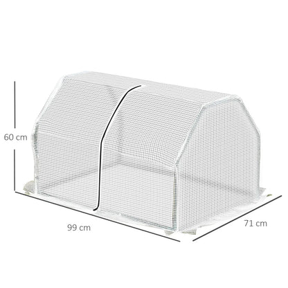 Outsunny Mini Greenhouse Grow House PVC Cover Steel Frame White 99L x 71W x 60H