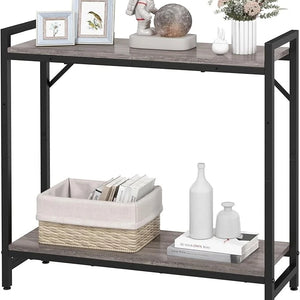 LIVOFLORAL 2 TIER CONSOLE TABLE-GREY/BLACK