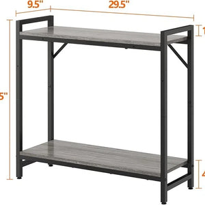 LIVOFLORAL 2 TIER CONSOLE TABLE-GREY/BLACK